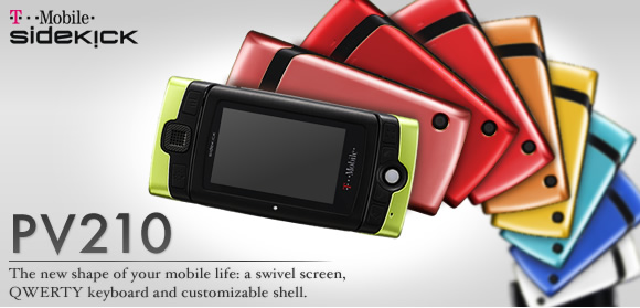 PV210 : The new shape of your mobile life: a swivel screen, QWERTY keyboard and customizable shell.