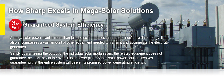 How Sharp Excels in Mega-Solar Solutions　3rd Point Guaranteed System Efficiency